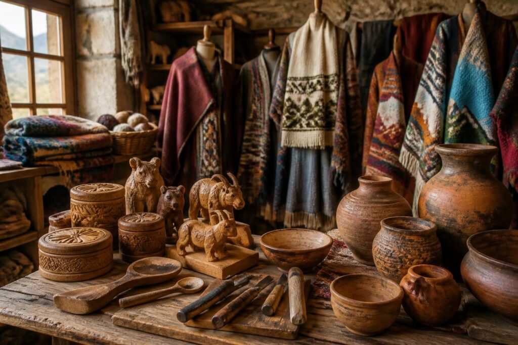découvrez l'artisanat de montagne avec des créations uniques en bois sculpté, poterie traditionnelle et textile authentique, alliant savoir-faire ancestral et créativité.