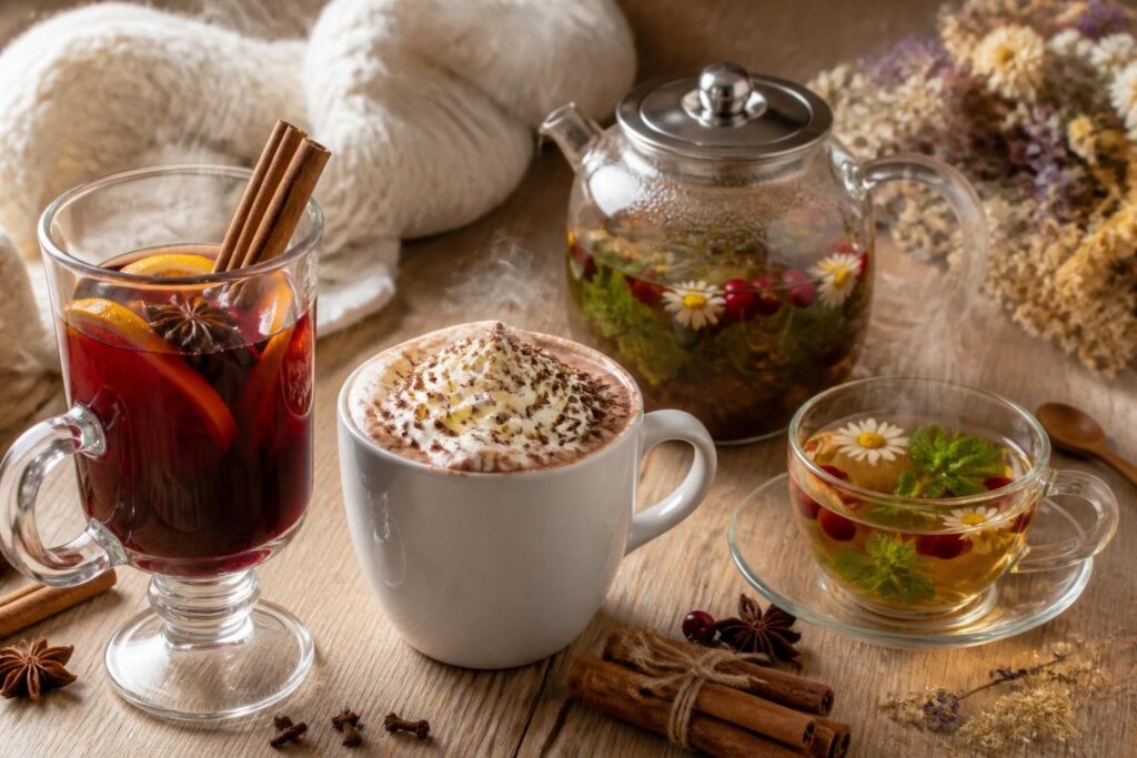 découvrez nos recettes gourmandes de boissons chaudes : vin chaud épicé, chocolat onctueux et infusions parfumées pour réchauffer vos moments de détente.