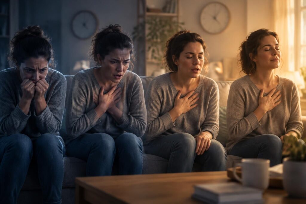 découvrez combien de temps dure une crise d’angoisse, ses différentes phases et pourquoi certains symptômes peuvent persister après le pic.